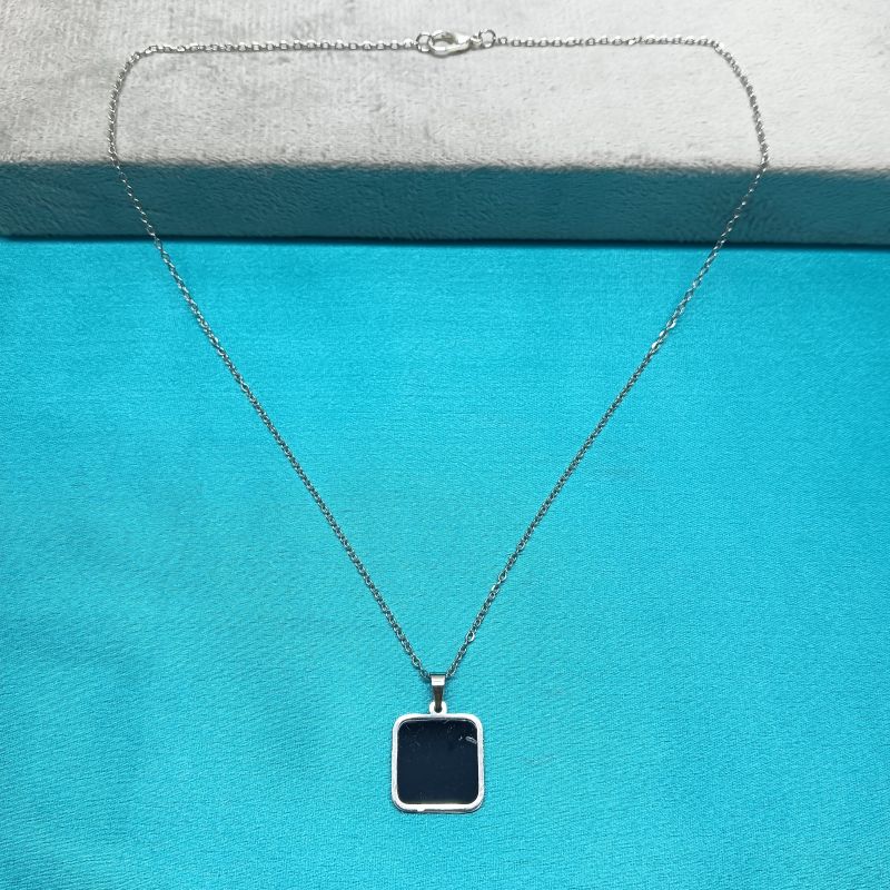 Minimalist Black Square Pendant