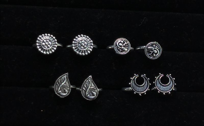 Set OF 4 German Silver Toe Rings Combo