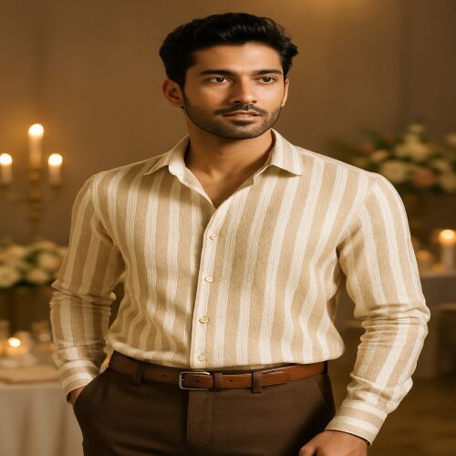 Catonic Stripes-2 Polyester Shirting Fabric, Color : Multicolor