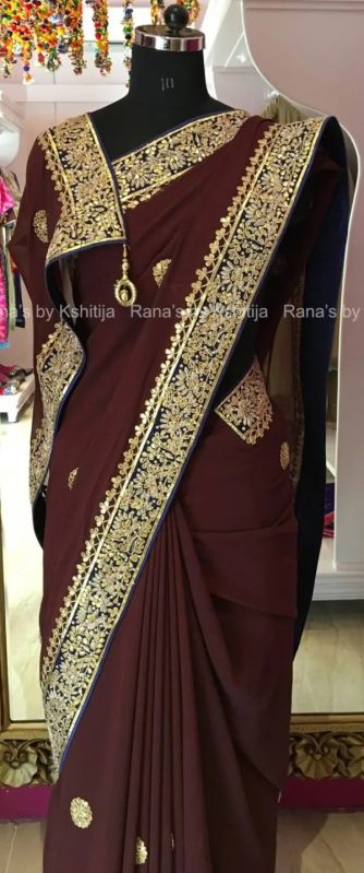 Coke Brown Colored Designer Saree