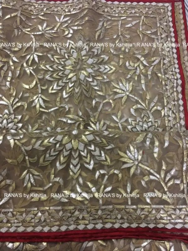 Cut Patti Heavy Gota Dupatta With Floral Jaal And Pearl Work