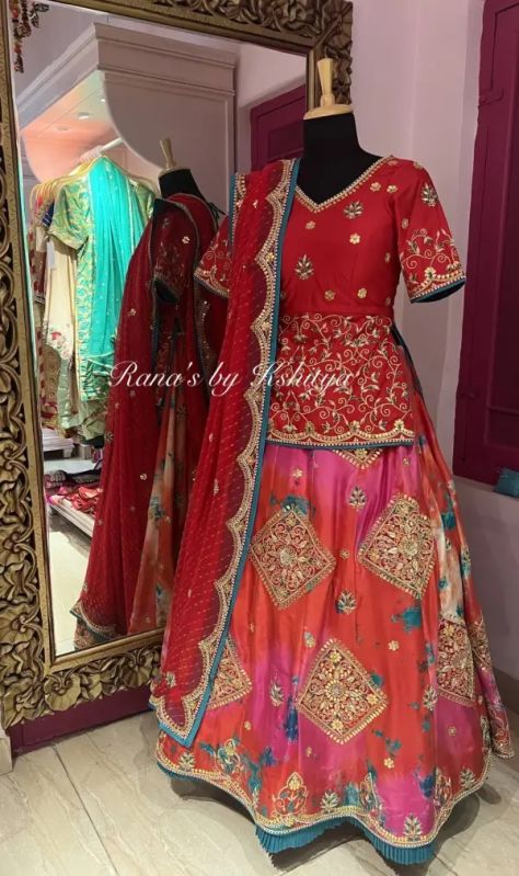 Designer Marble Dye Lehenga Set
