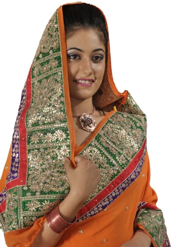 Designer Orange Heavy Border Saree