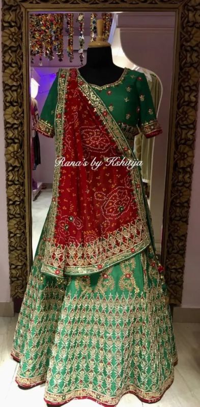 Exclusive Designer Bridal Lehenga With Ribbon Gota Zardozi Work