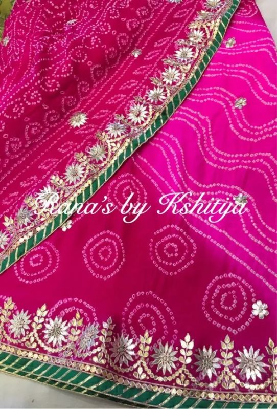 Fine Gota Patti Saree In Shaded Bandhani