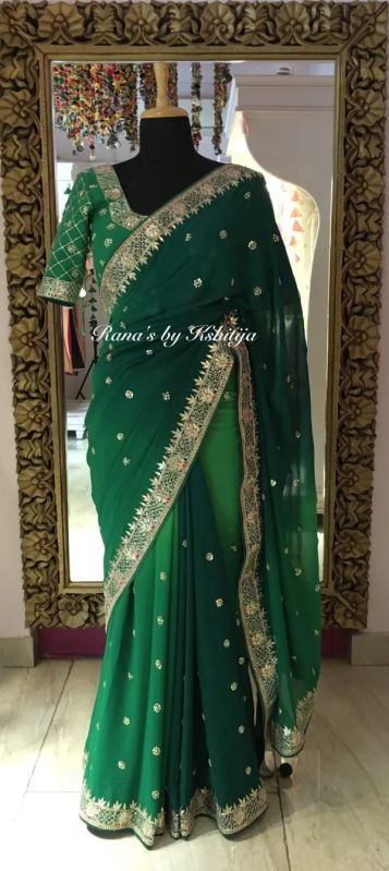 Green Ombre Dyed Designer Saree