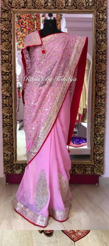 Pink Jaal Gota Patti Saree