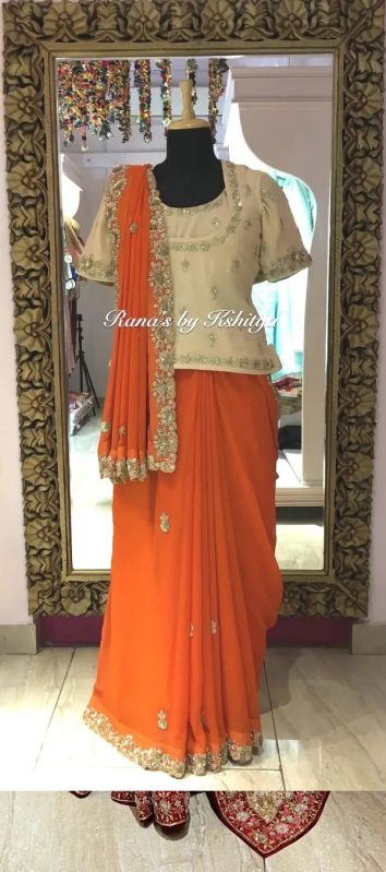 Poshak Styled Designer Saree In Cutwork