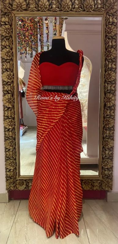 Pure Georgette Rajasthani Leheriya Saree