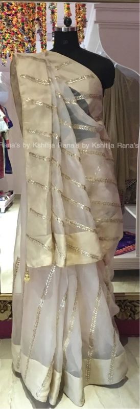 Diagonal Gota Work Pure Organza Saree