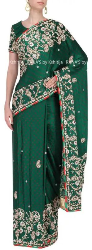 Pure Samu Satiin Zardozi Jaal Work Saree