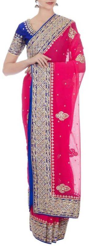 Radiant Red Fine Dori Gota Work Saree