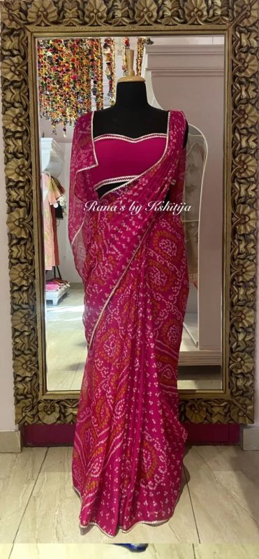 Rani Rai Bandhani Saree In Pure Georgette