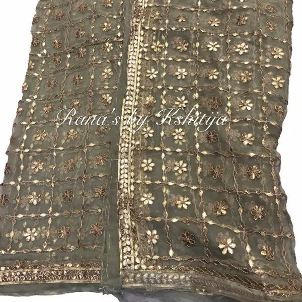 Savvy Golden Gota Jaal Handwork Net Dupatta