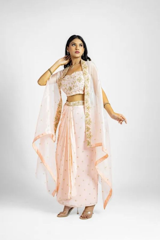 Zardozi Handworked Drape Skirt Shrug Set