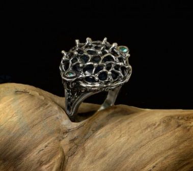 925 Silver Semi Precious Gemstone Ring, Color : Blue, Topaz