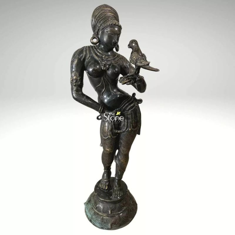 Antique Apsara the Parrot Brass Decorative Sculpture