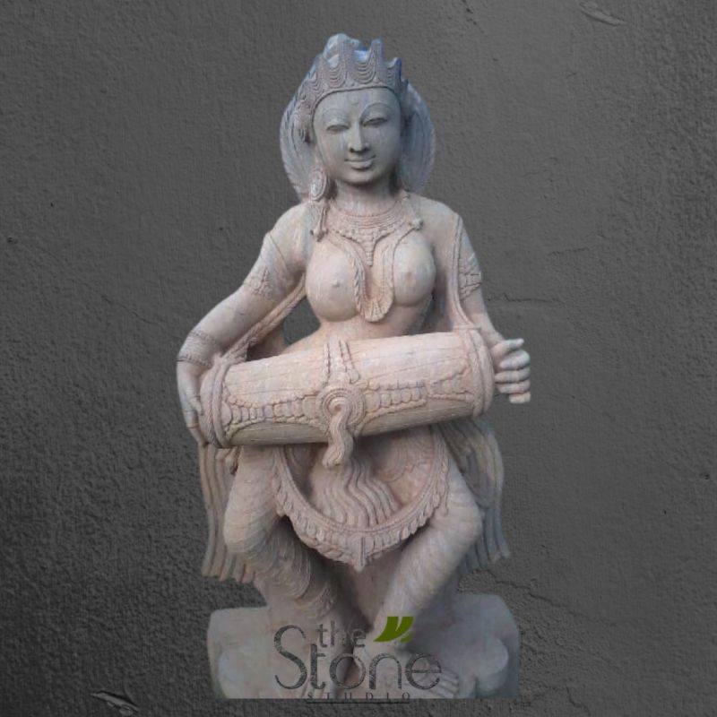 Apsara Statue Holding a Dhol 3ft