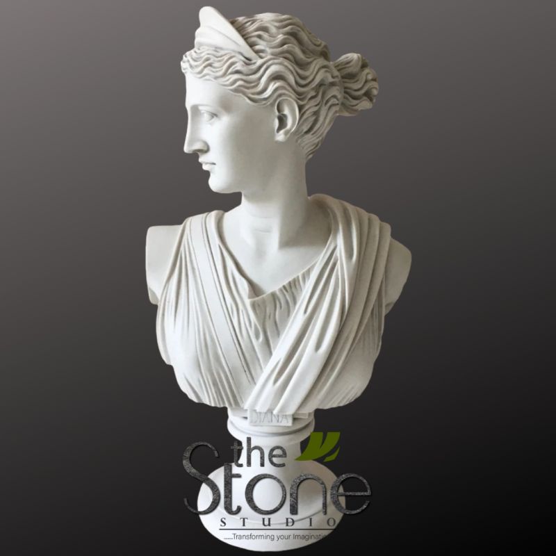 Diana The Virgin Goddess Modern Sculpture in Marble 24 Inch