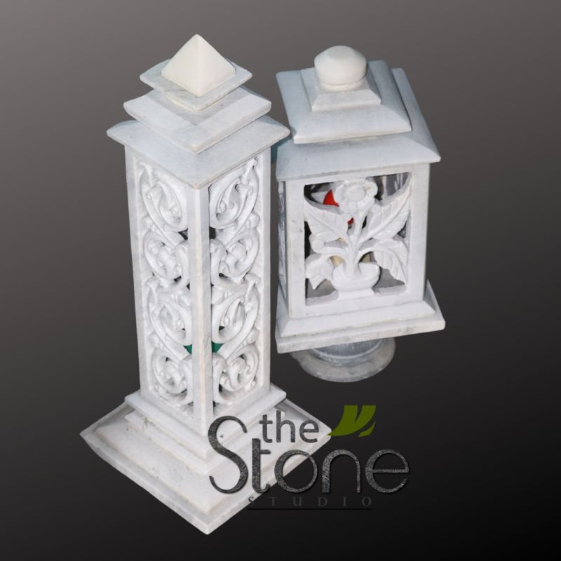 Garden Lamp Decor in Marble Stone 2ft
