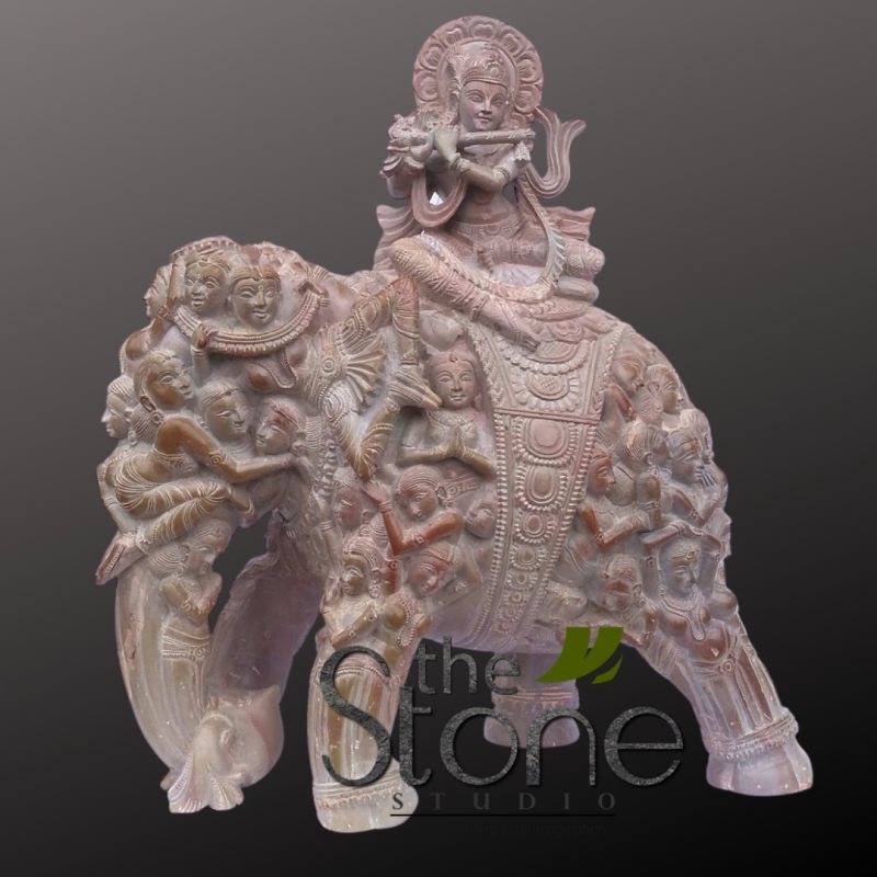 Krishna With Cow Brass Idol 28″