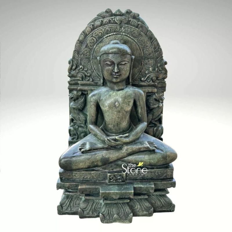 Green Stone Mahavir Jain Statue