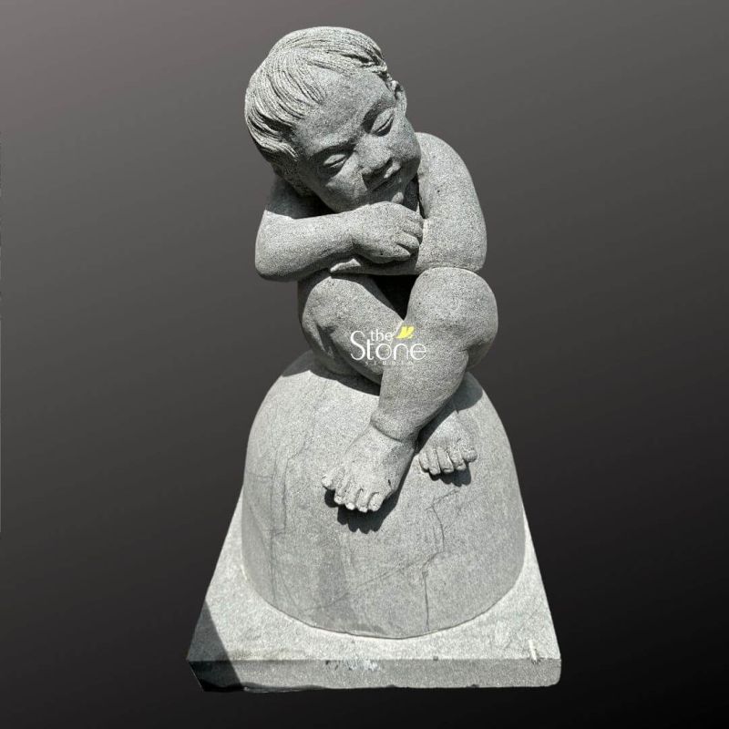 Sitting Boy Stone Statue