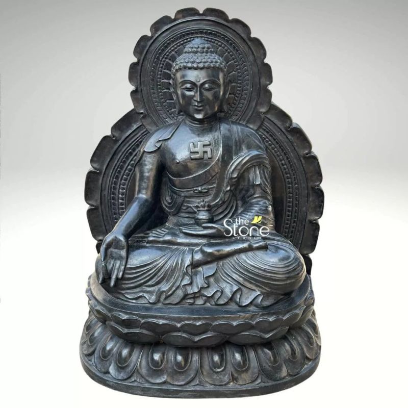 Stone Medicine Buddha Statue With Alms Bowl 18″