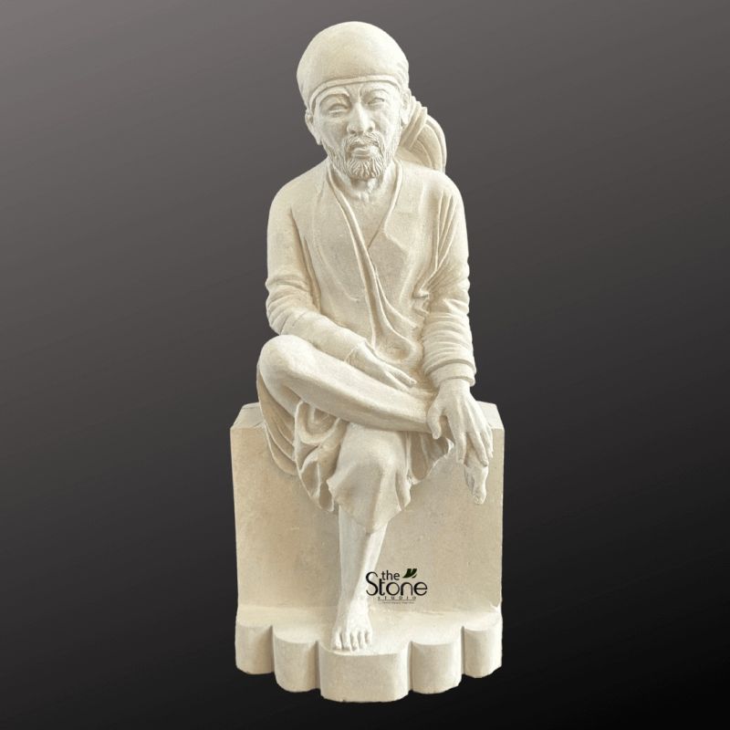 White Stone Sai Baba Statue 18″