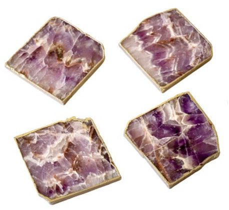 Amethyst Coaster with Gold Edges