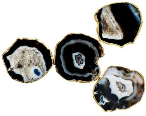 Black Agate Coaster with Gold Edges