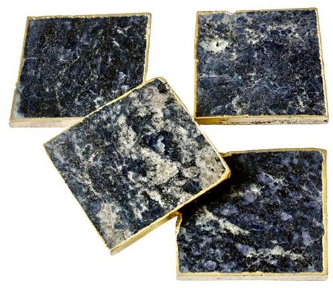 Blue Aventurine Coaster with Gold Edges