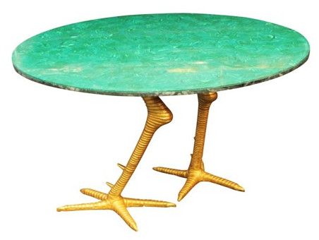 Gold Ostrich Round Malachite Table, Color : Green