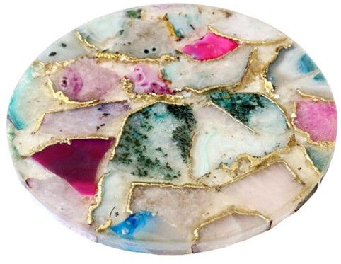Golden Mix Agate Round Platter