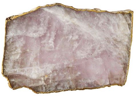Rose Quartz Platter with Gold Edges
