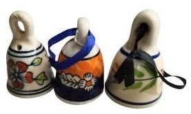 Blue Pottery Ceramic Assorted Design Decor Bells