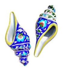 Blue Pottery Ceramic Conch Showpiece In