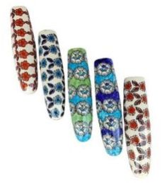 Cylindrical Floral Pattern Blue Pottery Ceramic Planters