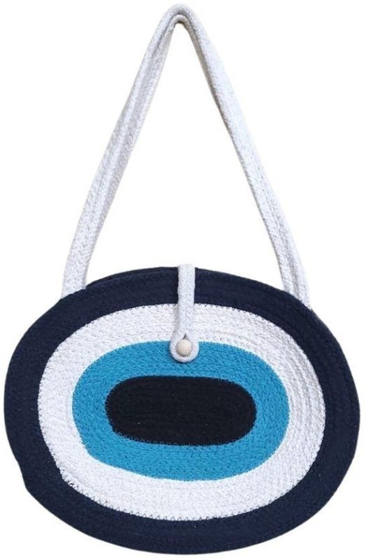 Evil Eye Oval Cotton Rope Handbag