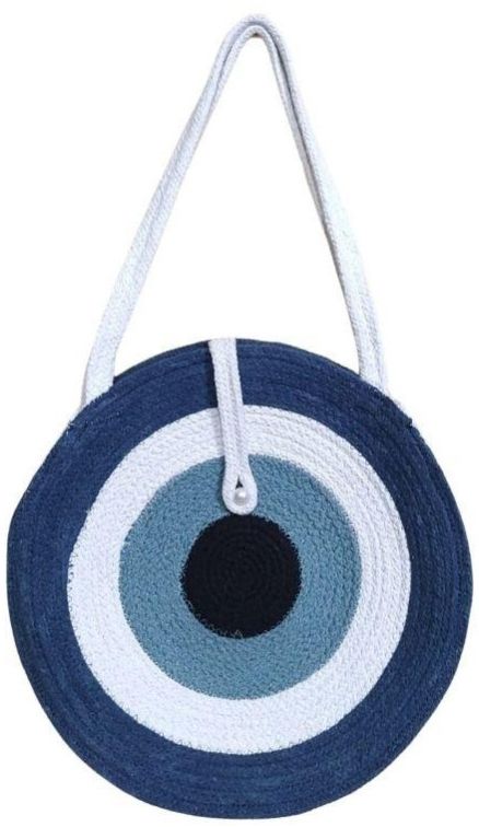Evil Eye Round Cotton Rope Handbag