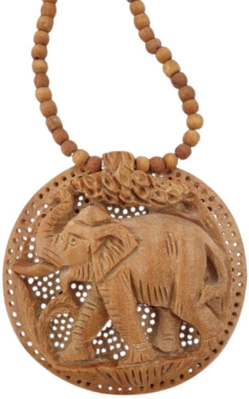 Forest Elephant Wooden Hand Carved Necklace