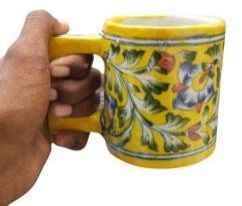 Lemon Garden Blue Pottery Ceramic Mug 4 Inches