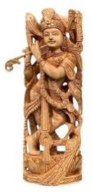 Lord Krishna Wooden Hand Carved Statue 10 Inches for Home Decor