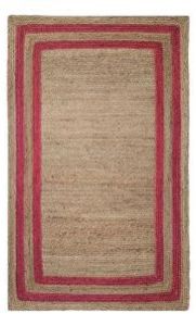 Natural Jute Red Rectangular Carpet 6 By 4 Ft