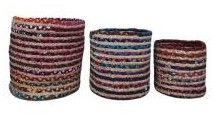 Rainbow Cotton Rope Storage Organiser Basket Set OF 3