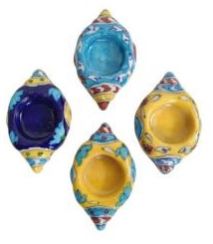 Sea Shell Blue Pottery Ceramic Tea Light Holders