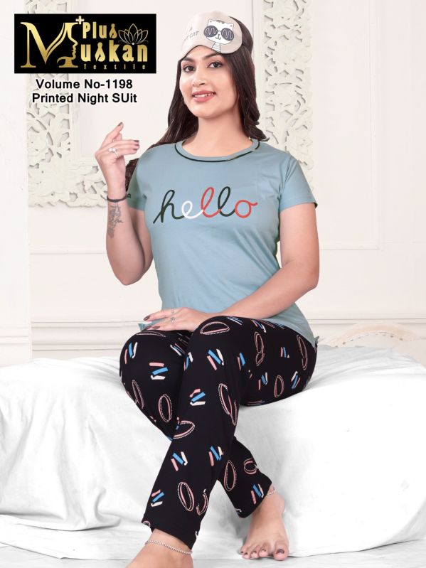 Multicolor Printed Ladies Night Suits