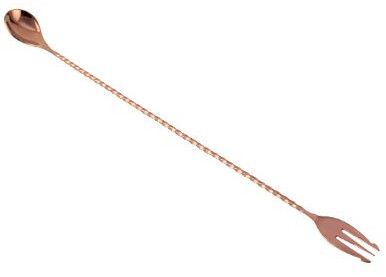 Caramel Pvd Bar Spoon Full Twisted with Fork 40 Cm