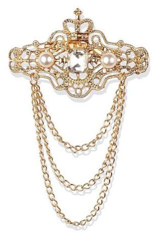 Metal Alloy Golden Sherwani Brooch Pin