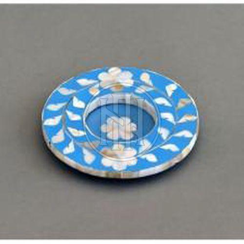 Blue and White Floral Bone Inlay Coaster